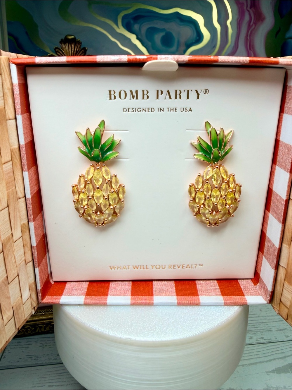 Bomb Party Market Fresh Earrings- “Pineapple Mojito” RBP6407